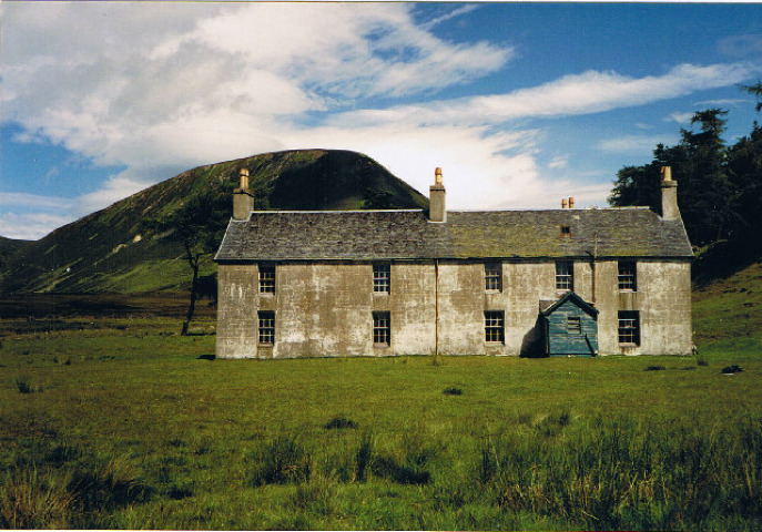 An of an abandoned remote scottish lodge.